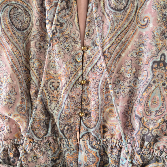 Boho Bell Sleeve Paisley Romper Festival Goodnight Macaroon Size Small Small - Picture 4 of 15